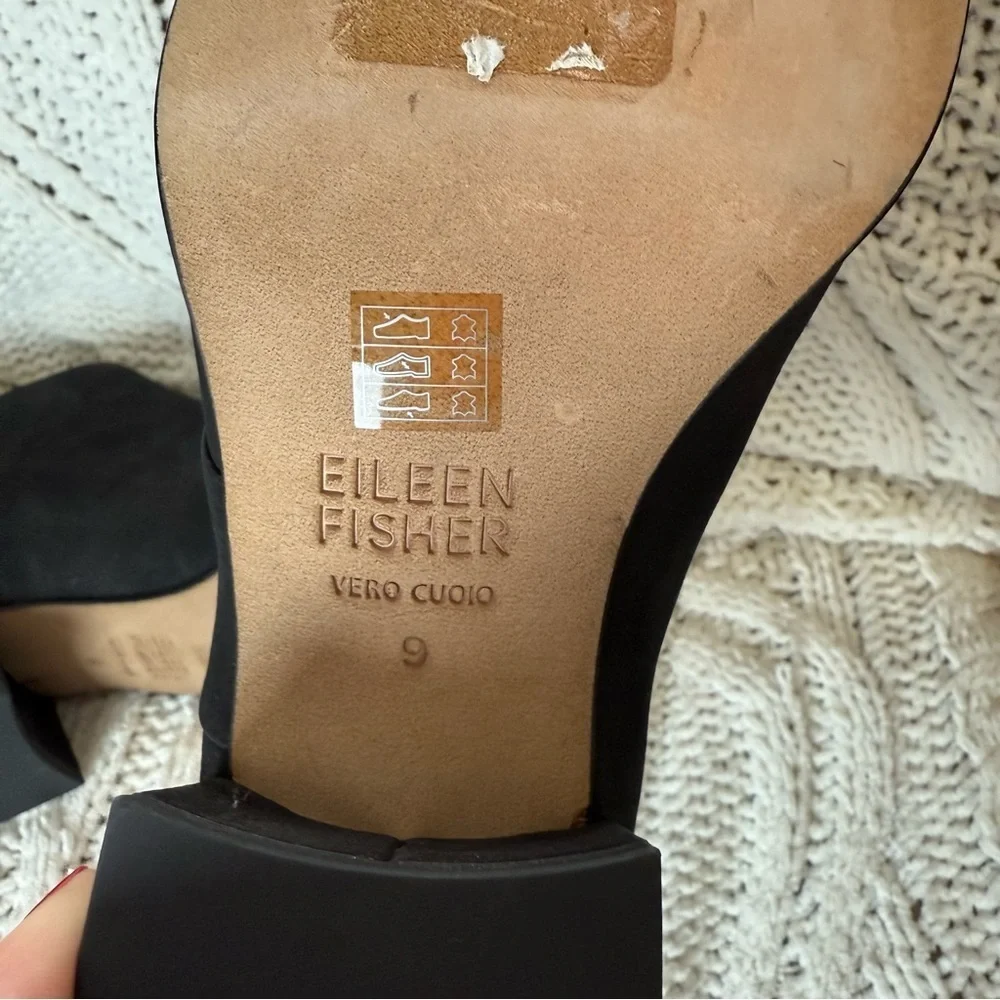 Eileen Fisher Leather Zip Block Heel Size 9